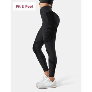 Fanka Leggings Womens Small Black Body Scuplt Compression Reversible Gym Ab15